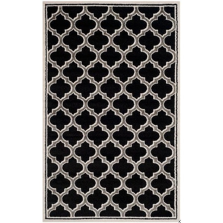 Safavieh 2 Ft.-6 In. X 4 Ft. Runner Indoor-Outdoor Amherst- Anthracite And Ivory Power Loomed Rug AMT412G-24